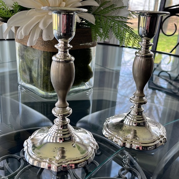 New vintage Pair of 7 in silver candle stick holders  never used - Picture 2 of 4